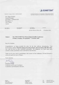 Award at the 2003 Meteosat User Conference